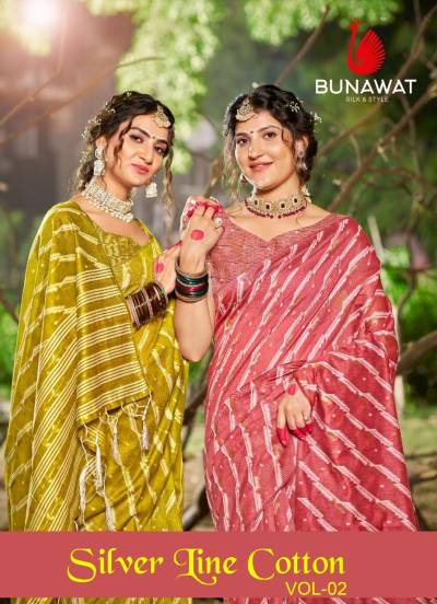 SILVER LINEN COTTON VOL 2 BY BUNAWAT DESIGNER COTTON SAREE WHOLESALER IN INDIA