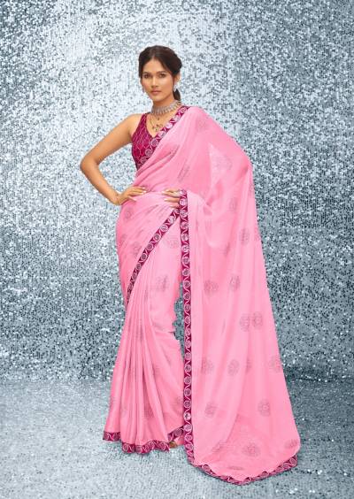 EMILY BY STAVAN DESIGNER SATIN CHIFFON SAREE WHOLESALER IN INDIA