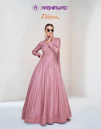 EKAYA NX BY AASHIRWAD CREATION DESIGNER SILK GOWN WHOLESALER IN INDIA
