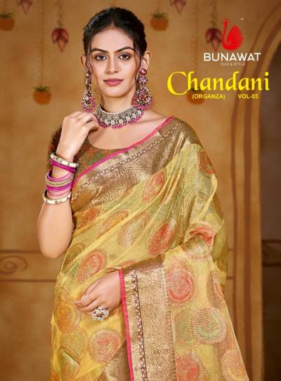 CHANDANI VOL 3 BY BUNAWAT DESIGNER ORGANZA SAREE WHOLESALER IN INDIA