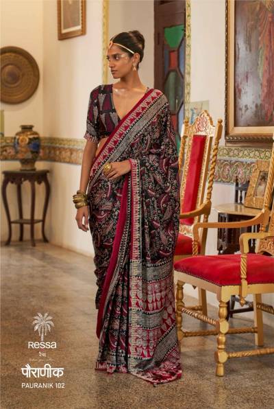 PAURANIK BY RESSA DESIGNER SARTIN SAREE WHOLESALER IN INDIA