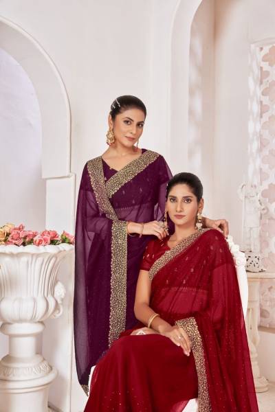 DN 2222A TO 2222D BY JAYSHREE DESIGNER CHIFFON SAREE WHOLESALER IN INDIA