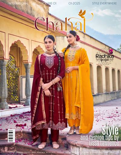 CHAHAT VOL 1 BY RADHIKA LIFESTYLE DESIGNER SILK EMBROIDERY GOWN WHOLESALER IN INDIA