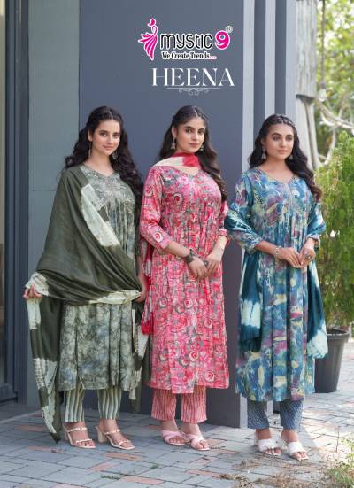 HEENA VOL 6 BY MYSTIC 9 DESIGNER EMBROIDERY SALWAR SUIT WHOLESALER IN INDIA