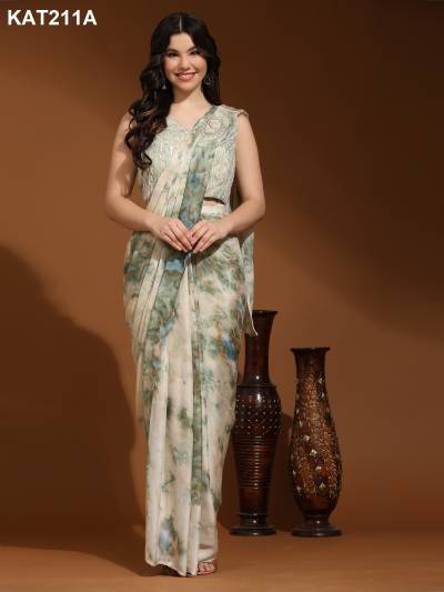 D.NO. KAT211A TO KAT211C BY AMOHA READY TO WEAR SAREE MANUFACTURER IN INDIA