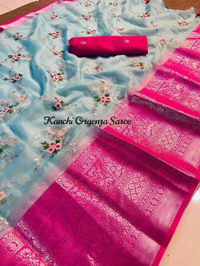 Pure kanchi organza sarees with checks and dolls | siri designers