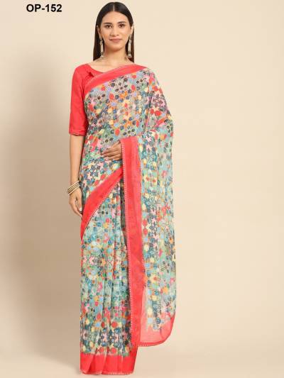 D.NO. OP 152 BY LAXMINAM GEORGETTE SAREE MANUFACTURER IN INDIA