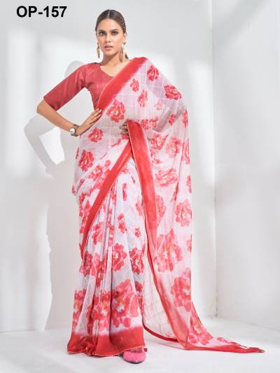 D.NO. OP 157 BY LAXMINAM GEORGETTE SAREE WHOLESALER IN INDIA