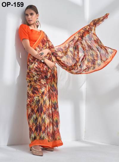 D.NO. OP 159 BY LAXMINAM GEORGETTE SAREE MANUFACTURER IN INDIA
