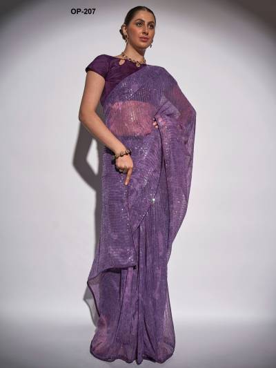 D.NO. OP 207 BY LAXMINAM GEORGETTE SAREE MANUFACTURER IN INDIA