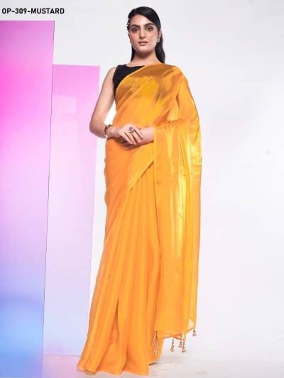 D.NO. OP 309 MUSTARD BY LAXMINAM JIMMY SAREE MANUFACTURER IN INDIA