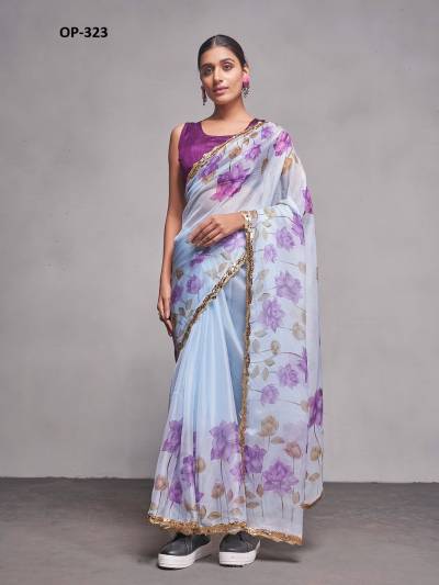 D.NO. OP 323 BY LAXMINAM ORGANZA SAREE MANUFACTURER IN INDIA