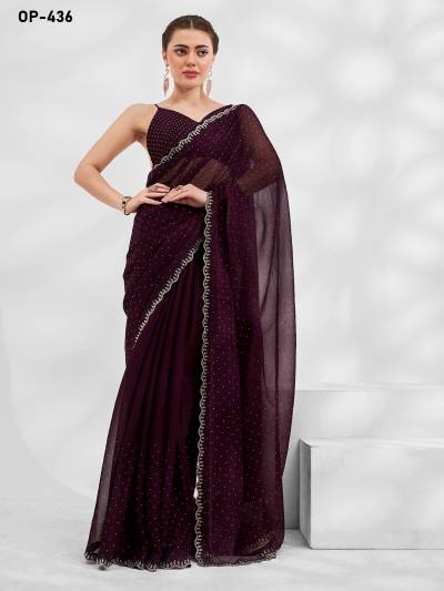 D.NO. OP 436 BY LAXMINAM CHIFFON SAREE WHOLESALER IN INDIA