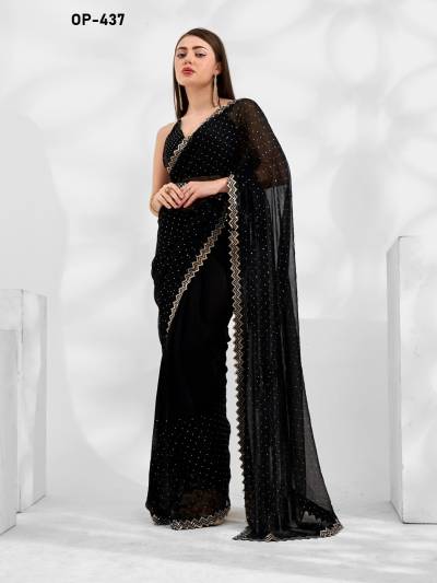 D.NO. OP 437 BY LAXMINAM CHIFFON SAREE WHOLESALER IN INDIA