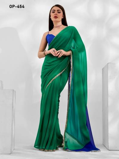 D.NO. OP 454 BY LAXMINAM GEORGETTE SAREE MANUFACTURER IN INDIA