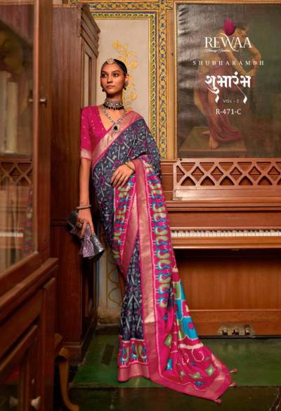 REWAA SHUBHARAMBH VOL-2 R-469 TO R-471C Smuth Patola SAREE WHOLESALER IN SURAT