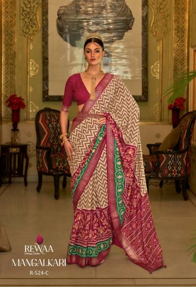 MANGALKARI BY REWAA  SMOOTH PATOLA SILK SAREE MANUFACTURER IN INDIA