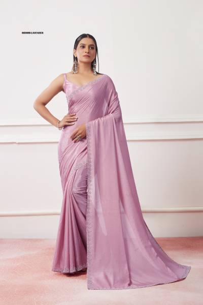 D.NO. RIDHHI LAVENDER BY LAXMINAM SATIN GEORGETTE SAREE WHOLESALER IN INDIA
