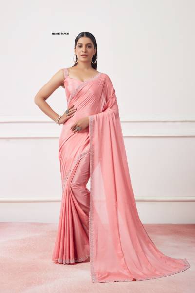 D.NO. RIDHHI PEACH BY LAXMINAM GEORGETTE SAREE WHOLESALER IN INDIA