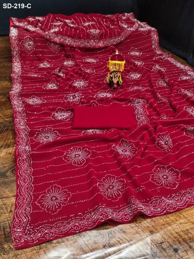 SUMA DESIGNER SD219-A TO SD-219C DESIGNER GEORGETTE SAREE WHOLESALER IN INDIA