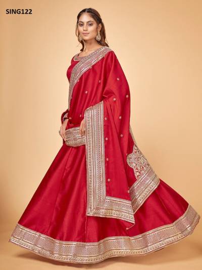 SKU : SING122 BY ARYA DESIGNER RAW SILK LEHENGA CHOLI MANUFACTURER IN INDIA