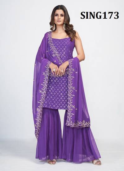 D.NO. SING173 BY ARYA DESIGNER SHARARA SALWAR KAMEEZ MANUFACTURER IN INDIA 