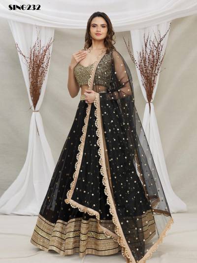 D.NO. SING232 BY BT GEORGETTE LEHENGA CHOLI MANUFACTURER IN INDIA