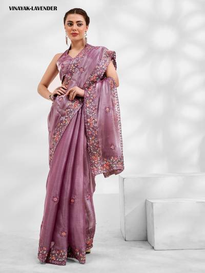 D.NO. VINAYAK LAVENDER BY LAXMINAM CHIFFON SAREE MANUFACTURER IN INDIA