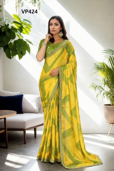 FASHION BERRY RAHI VP423 TO VP425 DESIGNER CHINNON SAREE WHOLESALER IN  INDIA