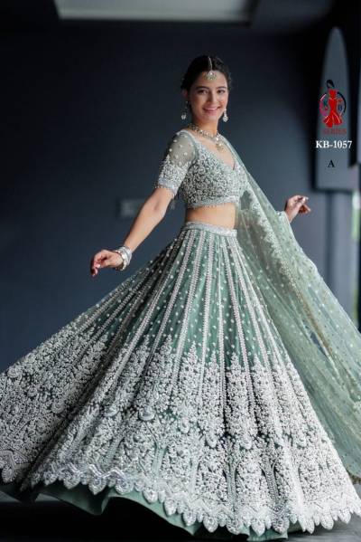 KB 1057 BY SAGAR IMPEX HEAVY BUTTERFLY NET LEHENGA CHOLI MANUFACTURER IN INDIA