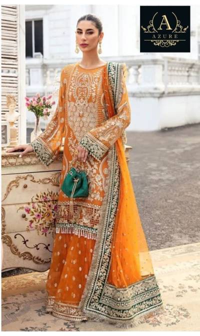 D.NO 13007 BY AZURE GEORGETTE WITH HEAVY EMBROIDERY SALWAR KAMEEZ EXPORTER IN SURAT